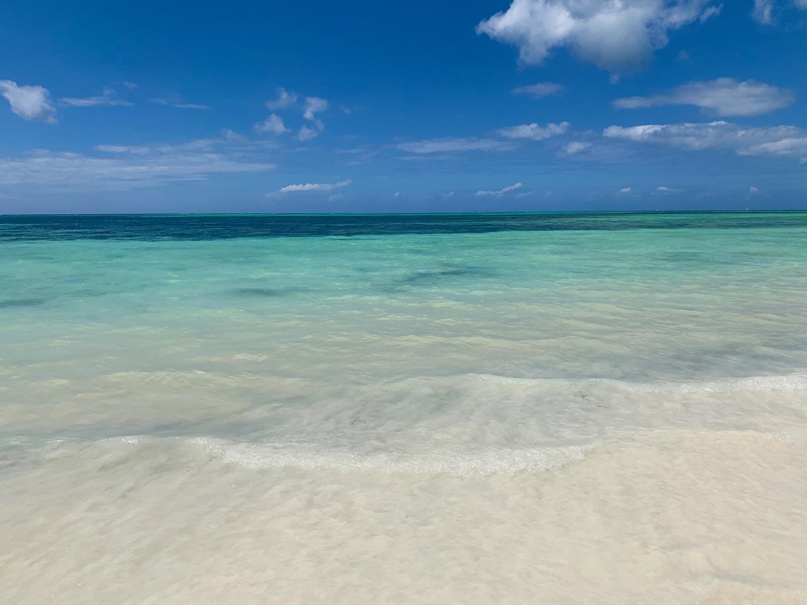 Mar turquesa e areia clara na praia de Kiwengwa, em Zanzibar